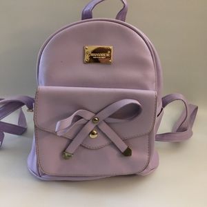Ihayner Purple Textured Faux Leather Zip Backpack Handbag PreOwned EUC